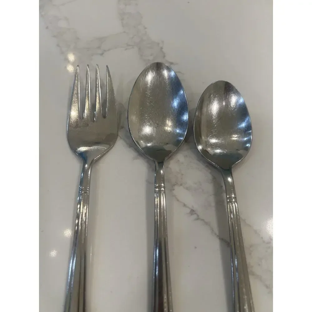 Vtg Cuisinart GEO Serving Set of 3 Meat Fork & 2 Spoons Stainless 18/10 Flatware